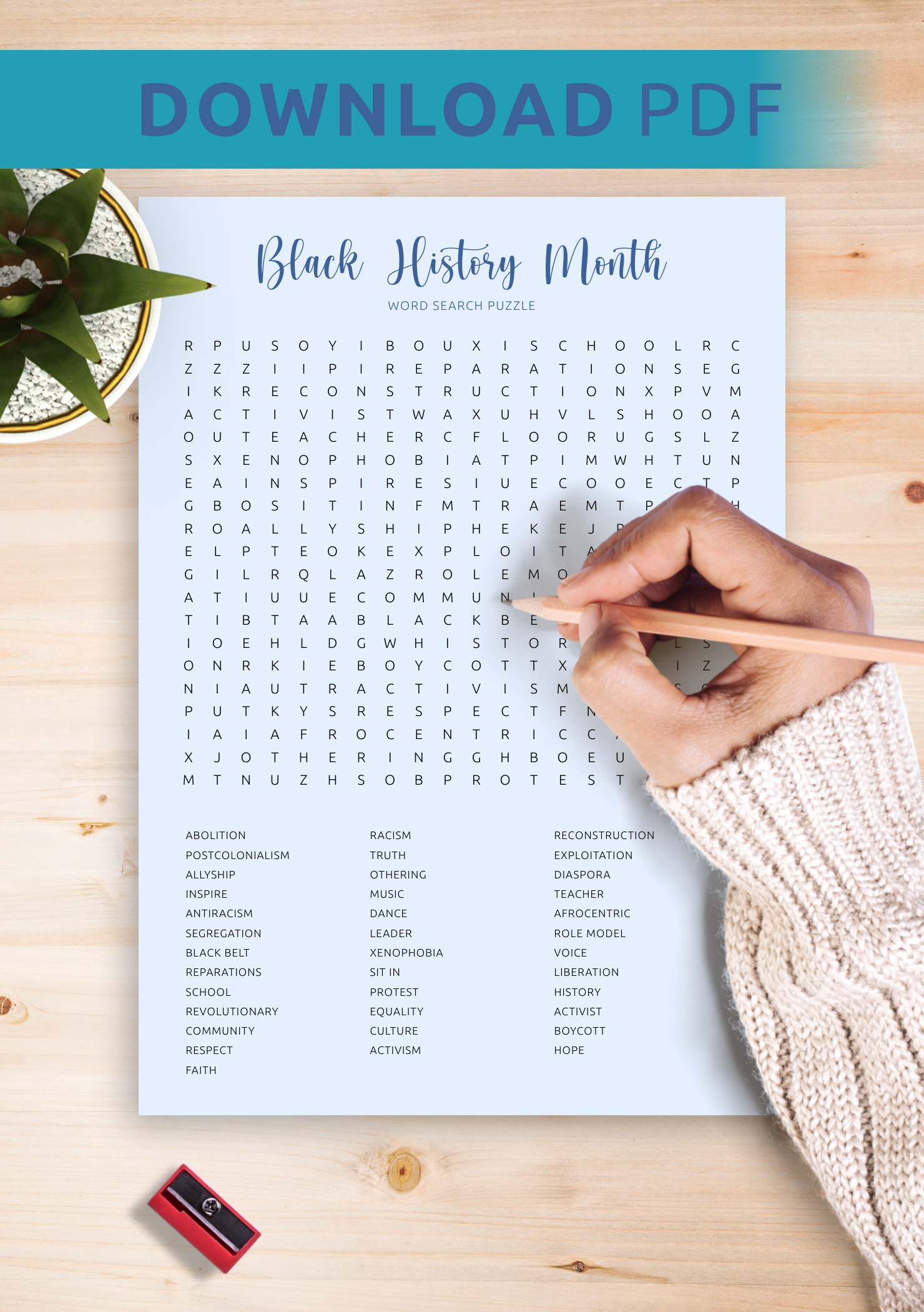 Download Printable Black History Month Word Search In Pdf intended for FREE Printable Black History Month Calendar