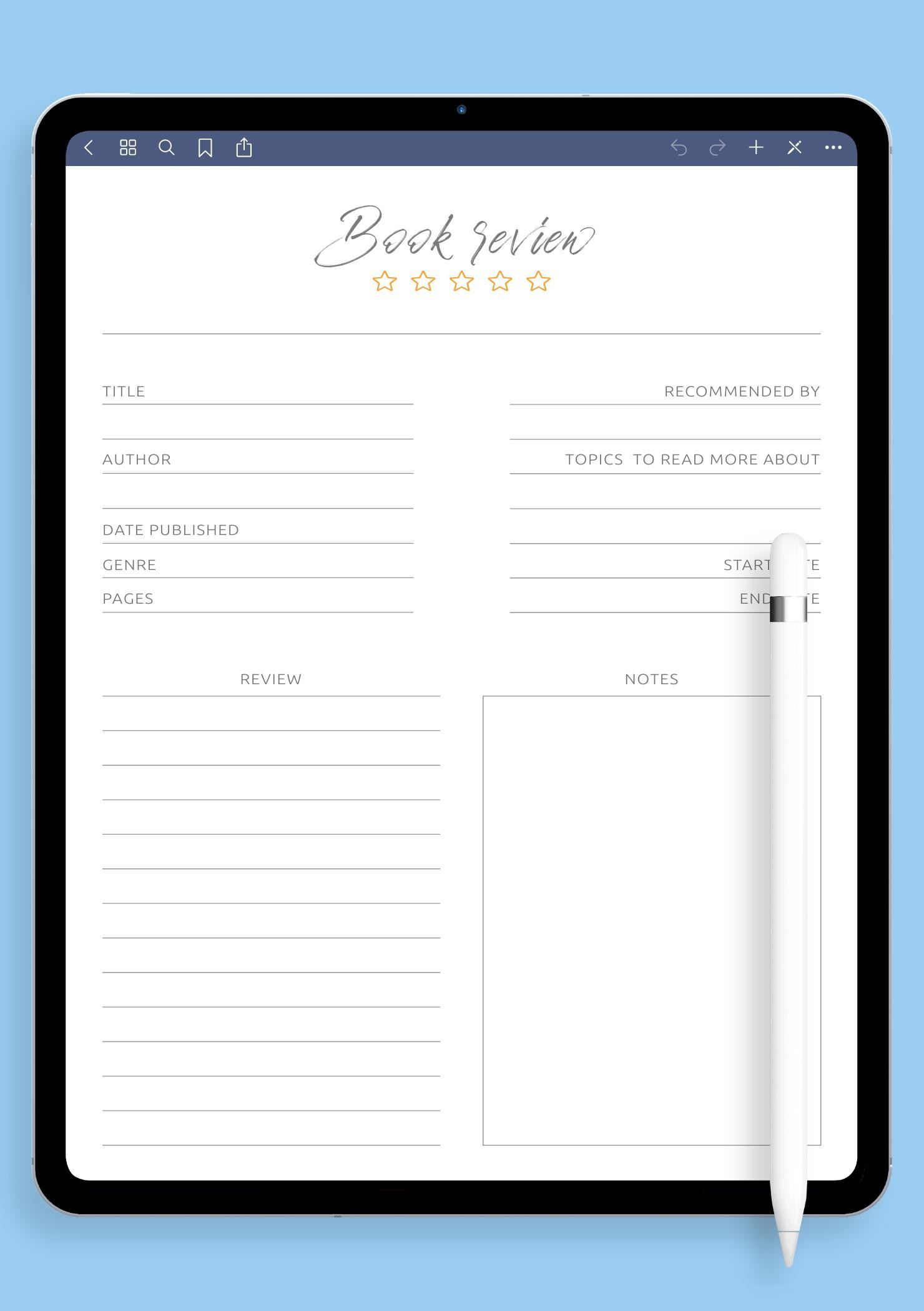Download Printable Rating Stars Book Review Template Pdf within FREE Printable Book Review Template