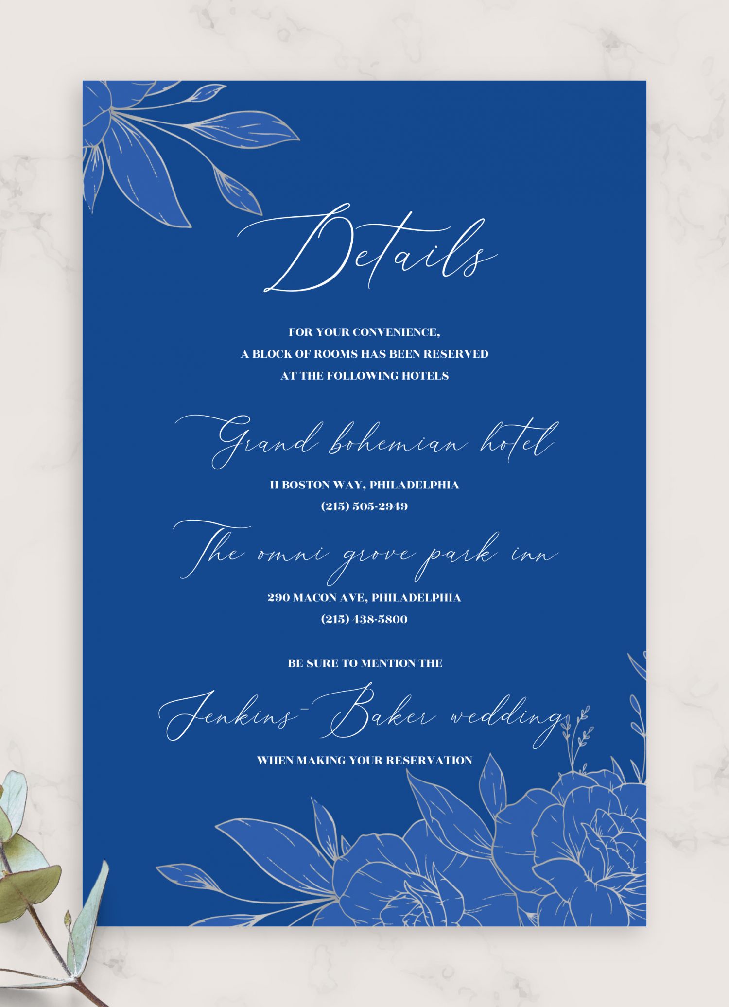 Download Printable Royal Blue And Silver Wedding Invitation Suite Pdf throughout Free Printable Blank Wedding Invitation Templates Royal Blue