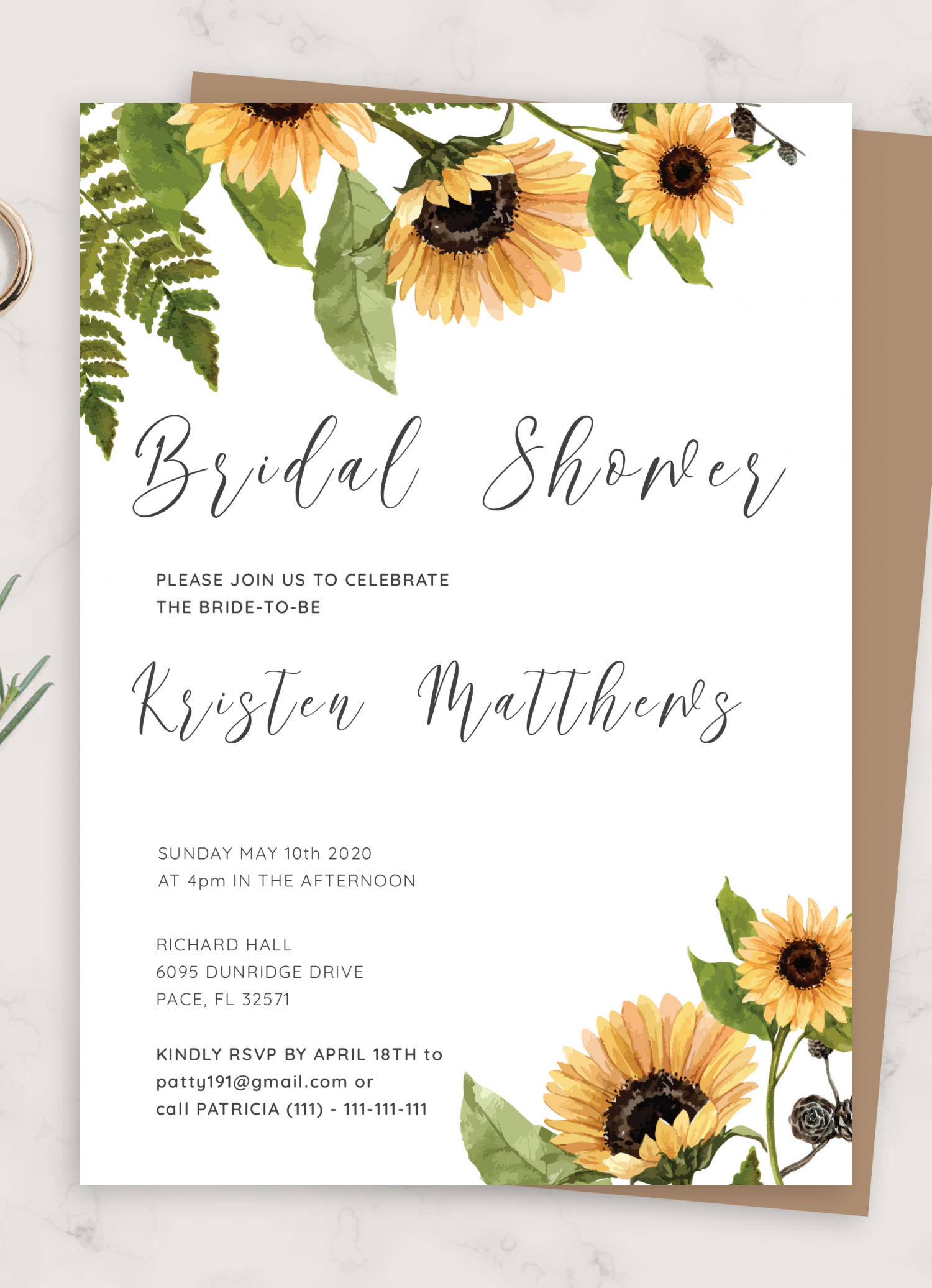 Download Printable Sunflower Bridal Shower Invitation Pdf inside FREE Printable Bridal Shower Invites