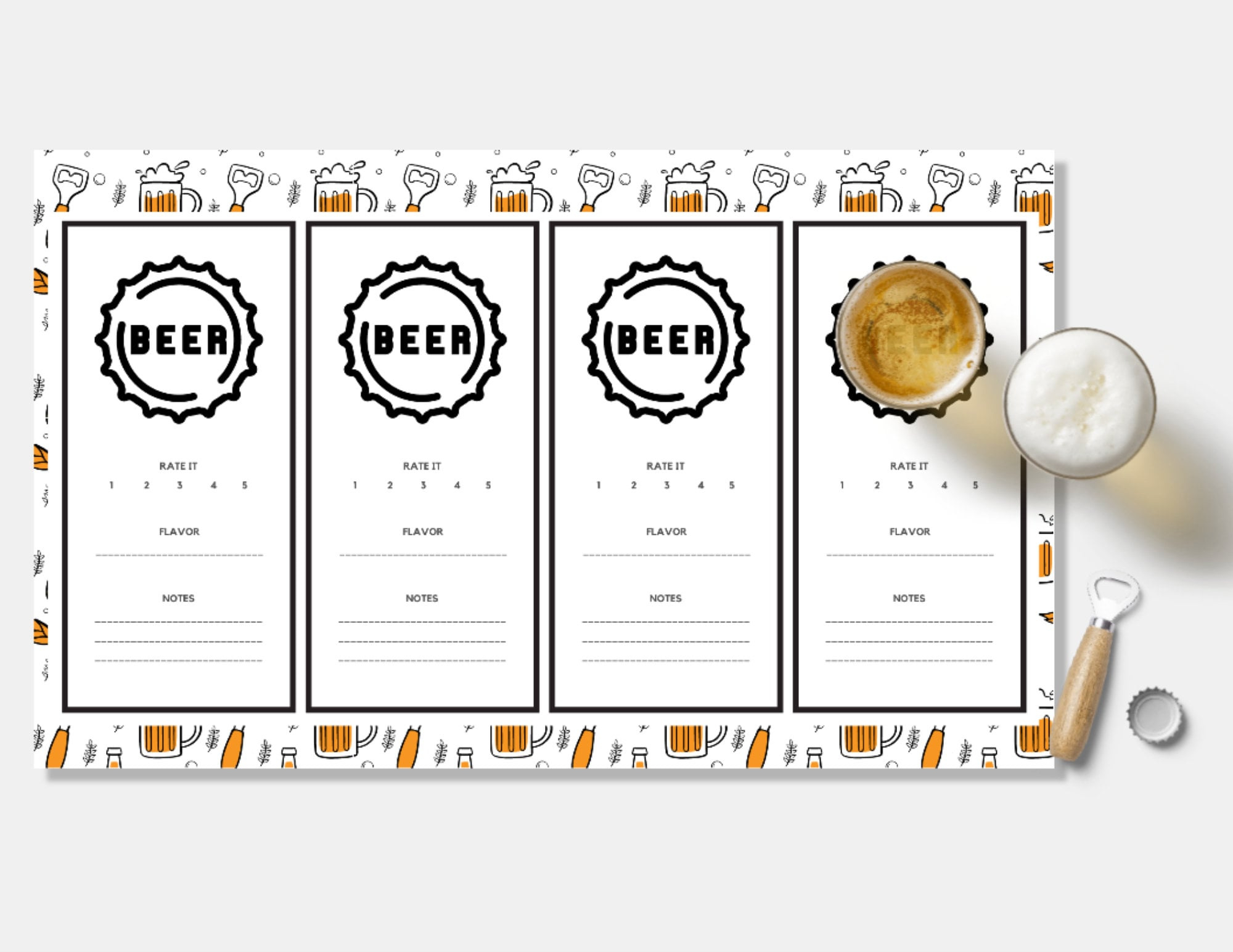 Druckbar: Beer Tasting Score Sheet / Tischset - Etsy.de regarding FREE Printable Beer Tasting Score Sheet