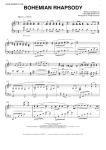 ☆ Bohemian Rhapsody | Sheet Music | Piano Score Free Pdf Download pertaining to Free Printable Bohemian Rhapsody Piano Sheet Music