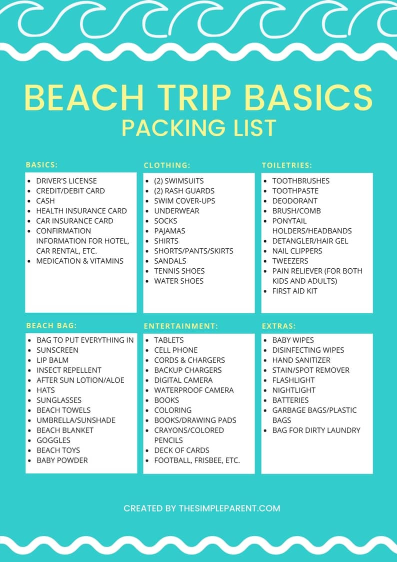 Easy Peasy Packing For The Beach With Free Printable! - The Simple throughout FREE Printable Beach Vacation Packing List