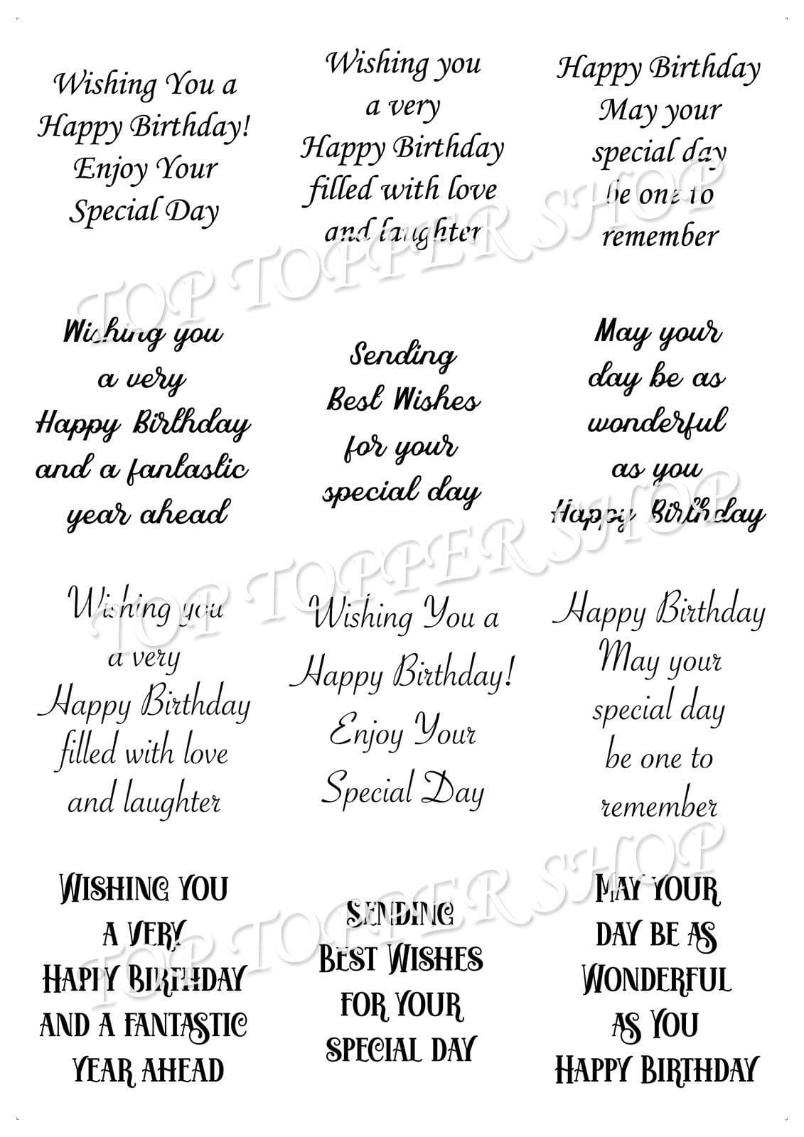 Easy Peel Off Transparent Verses Birthday Sentiments Choose Colour &amp;amp; Finish B4 - Transparent Clear Gloss Stickers, Black pertaining to Free Printable Birthday Card Inserts
