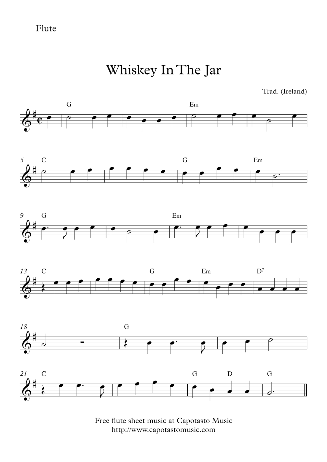 Easy Sheet Music For Beginners: Free Easy Flute Sheet Music with Free Printable Beginner Flute Sheet Music