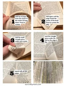Easy Tutorial For Gorgeous Christmas Tree Folded Book Art for FREE Printable Book Folding Patterns