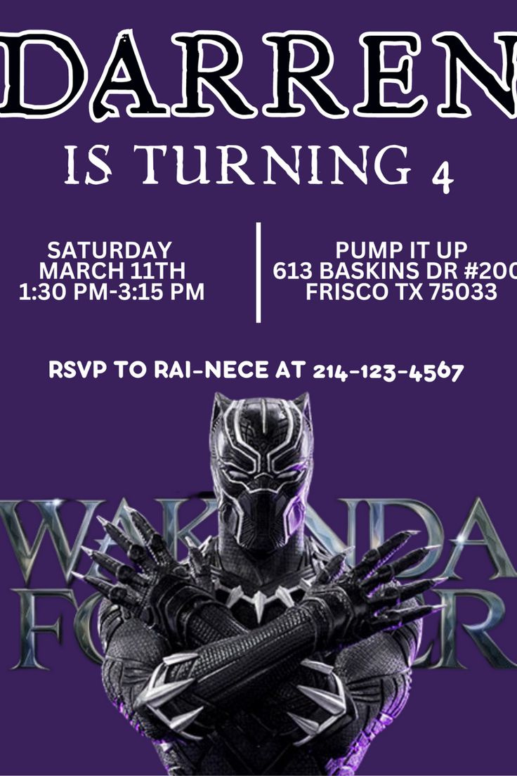 Editable Black Panther Birthday Party Invitation | Wakanda Forever intended for FREE Printable Black Panther Birthday Invitations