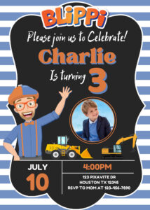 Editable Blippi Birthday Invitation Template | Adorable Invite within Free Printable Blippi Birthday Invitations