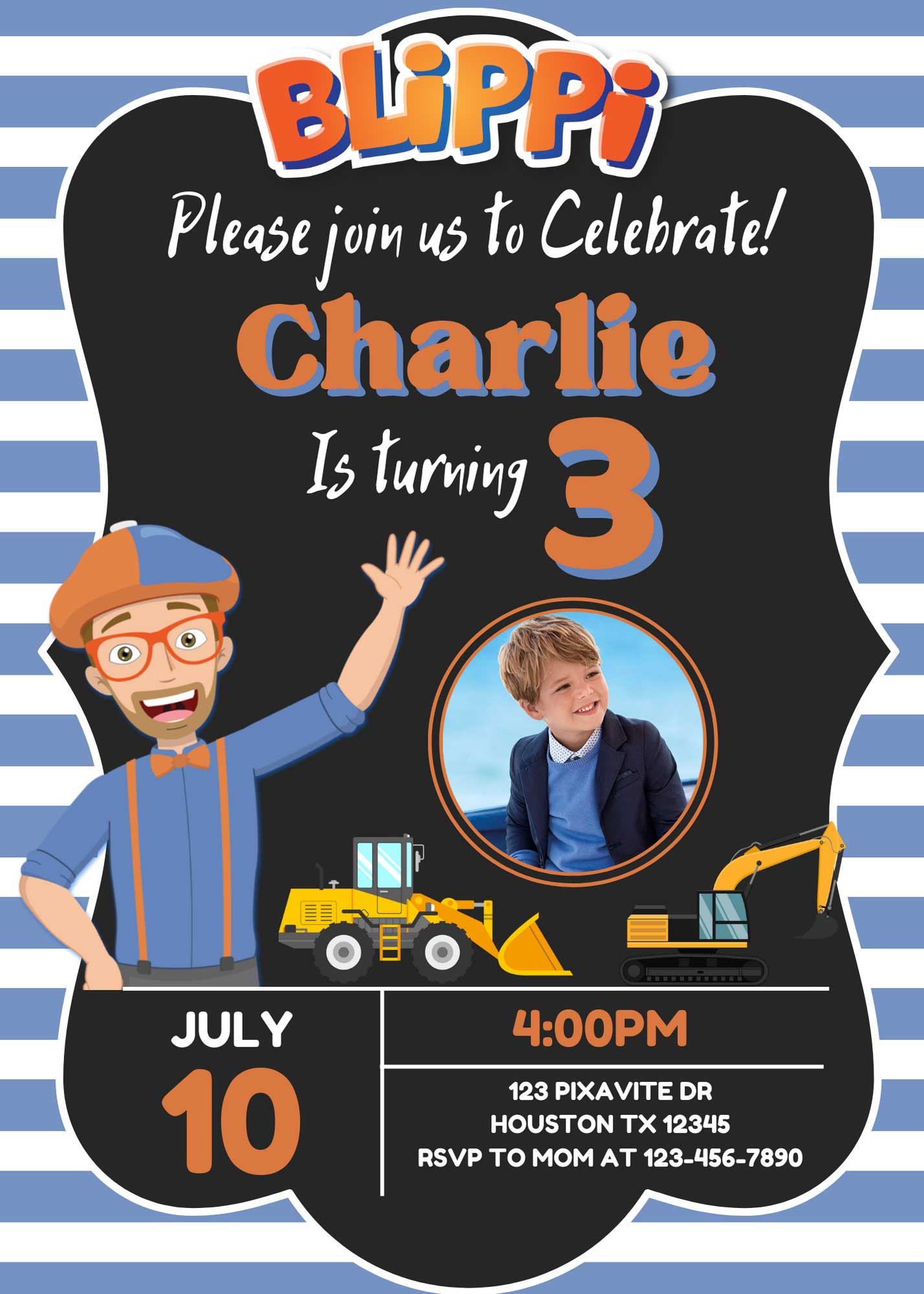 Editable Blippi Birthday Invitation Template | Adorable Invite within Free Printable Blippi Birthday Invitations