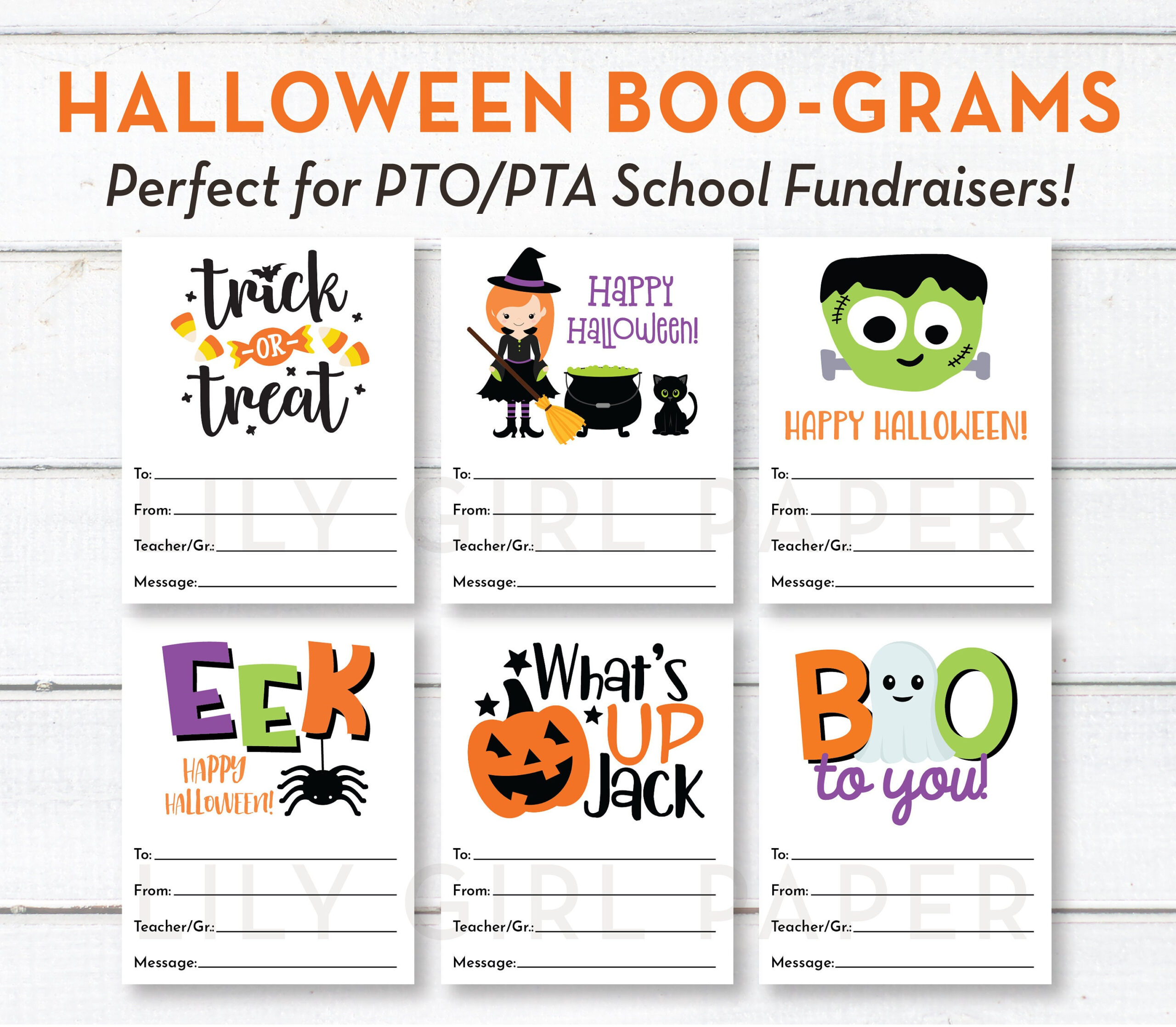 Editable Halloween Candy Grams, Boo Grams, Instant Download, Pta within Free Printable Boo Gram Template