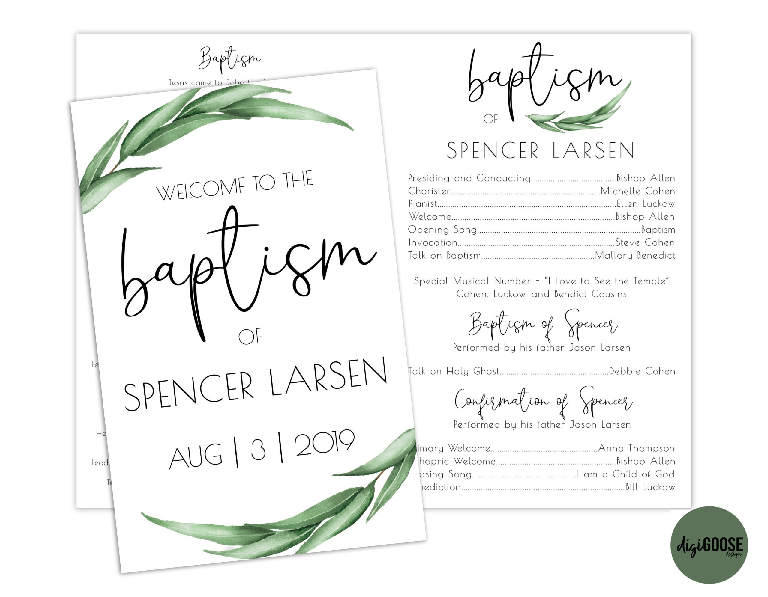 Editable, Lds Baptism Program Template, Printable Baptism Program intended for Free Printable Baptism Program Template