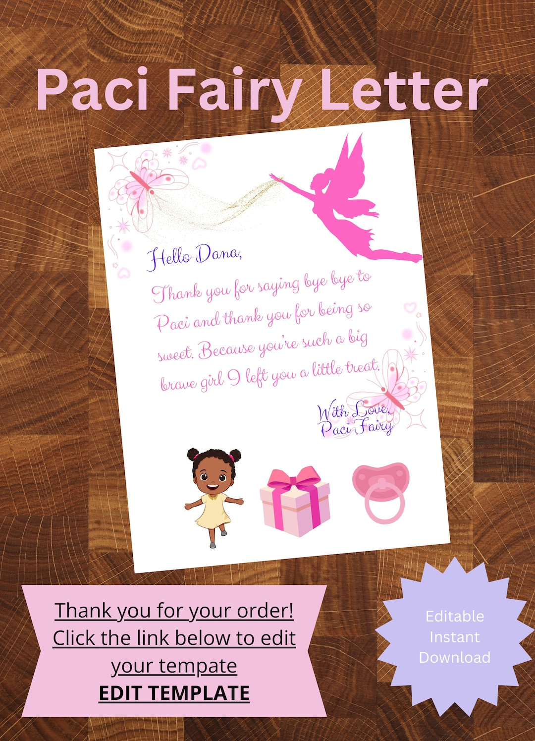 Editable Pacifier Or Binky Fairy Letter, Instant Download - Etsy with FREE Printable Binky Fairy Letter