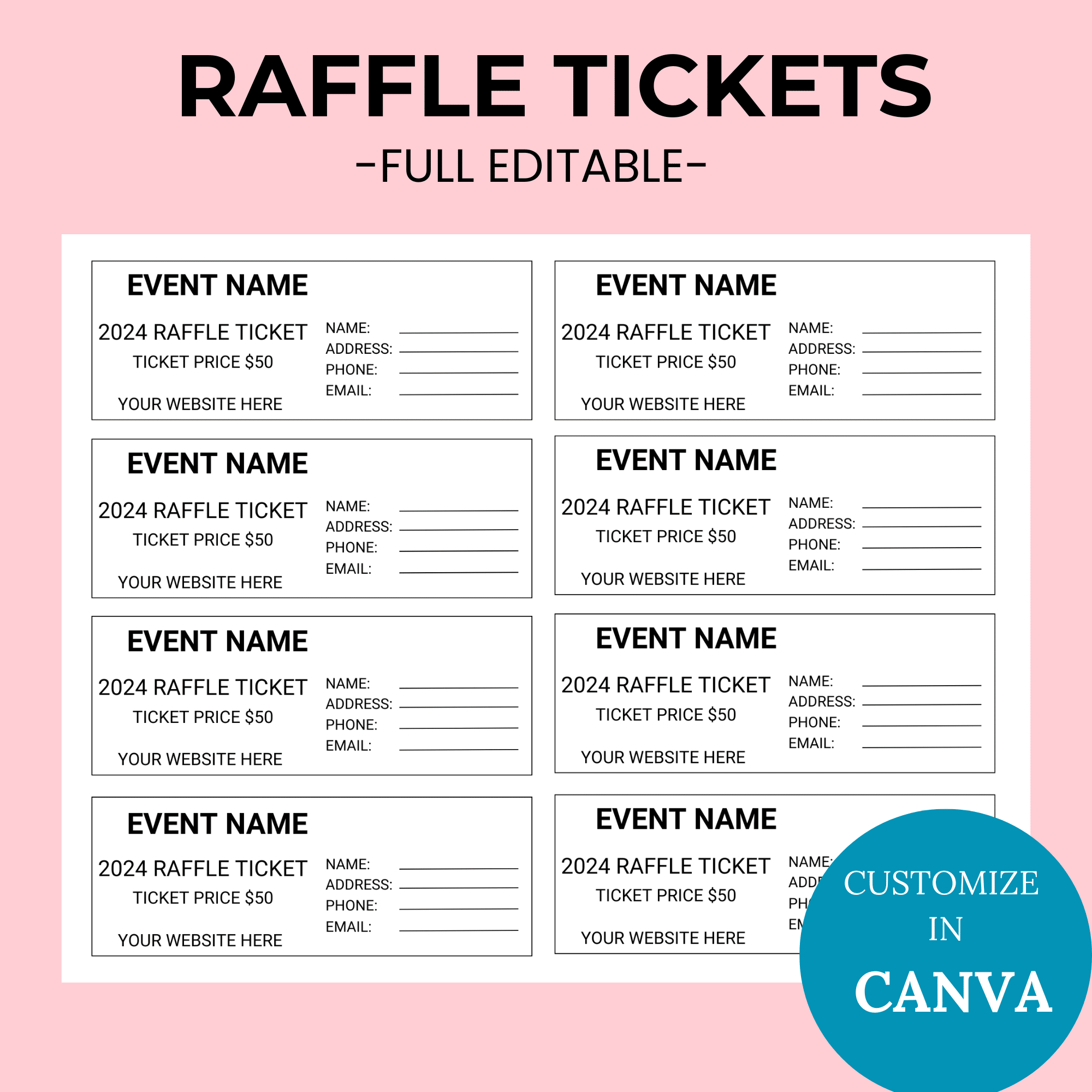Editable Raffle Ticket Printable for Free Printable Blank Raffle Tickets