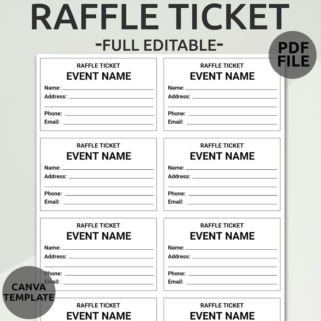 Editable Raffle Ticket Template | Printable Raffle Ticket with FREE Printable Blank Raffle Ticket Template