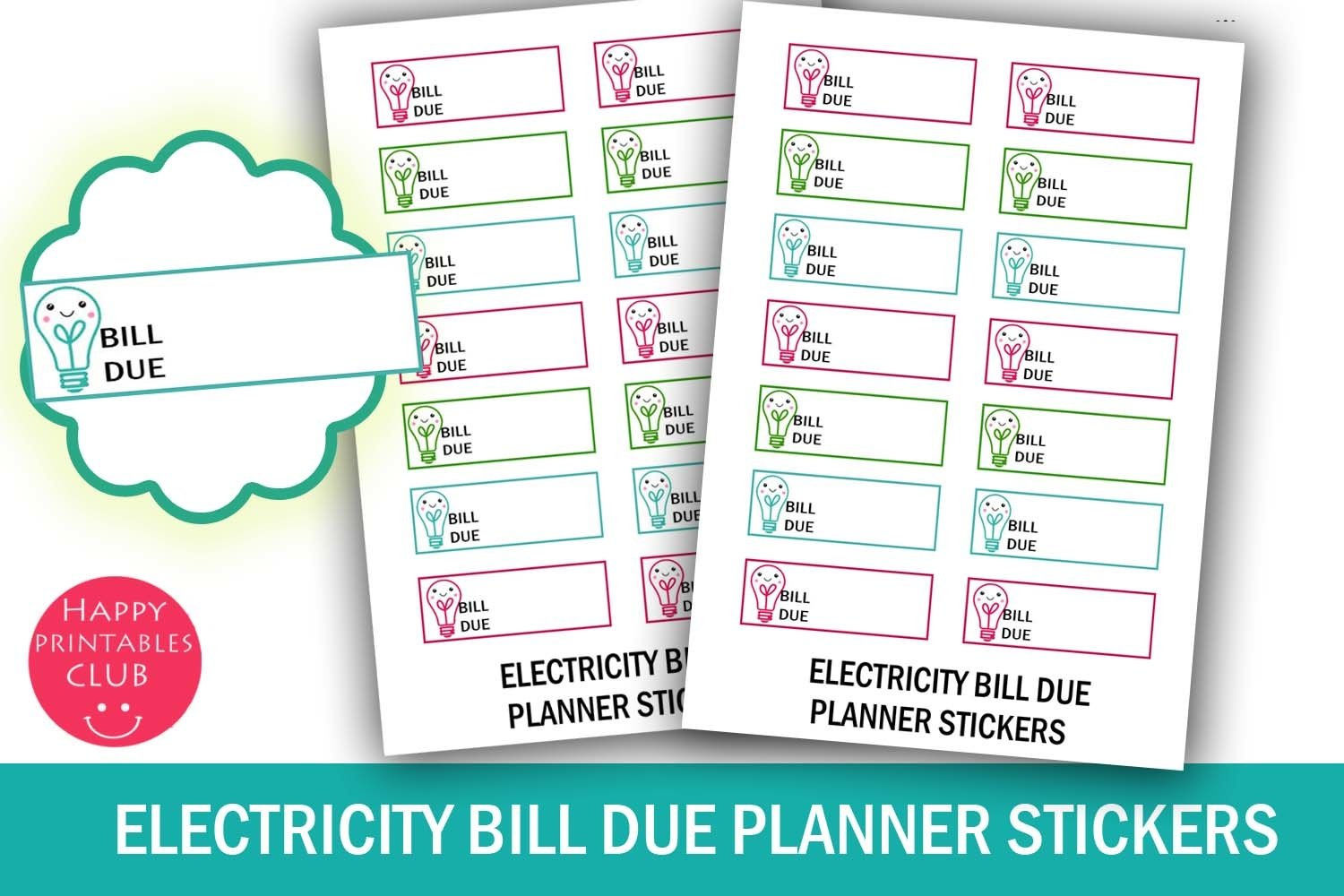 Electricity Bill Due Planner Stickers I Bill Due (151930) intended for Free Printable Bill Due Stickers