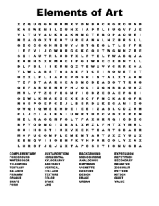 Elements Of Art Word Search - Wordmint in Free Printable Art Word Searches