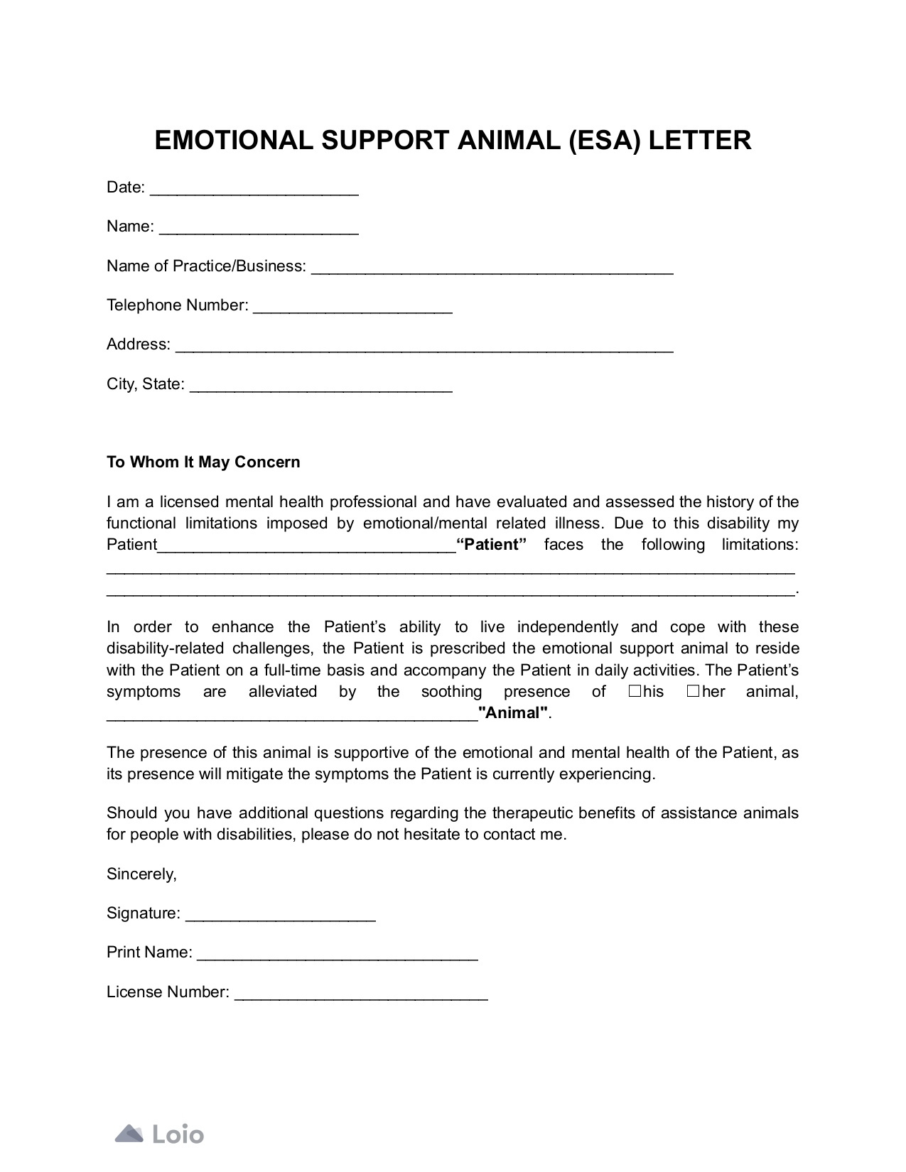 Emotional Support Animal Letter: Your Guide &amp;amp; Free Template for FREE Printable Blank Emotional Support Animal Certificate