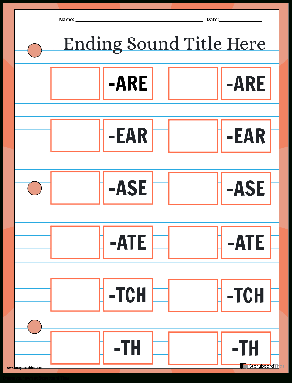 Ending Sounds Worksheets: Create Yours With Storyboard That with Free Printable Beginning Middle End Sounds Kindergarten Worksheets
