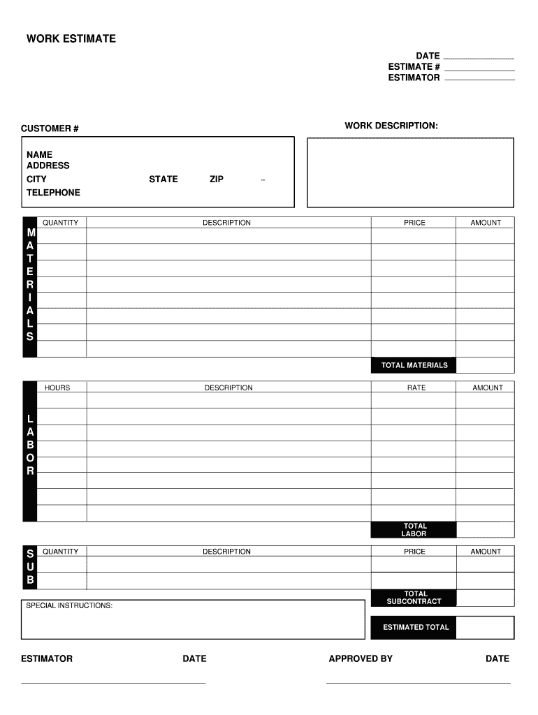 Estimate Template Free Download Pdf: Fill Out &amp;amp; Sign Online | Dochub regarding FREE Printable Blank Estimate Forms