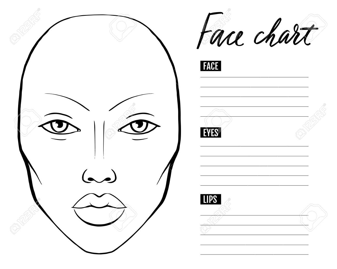Face Chart Blank. Makeup Artist Vector Template. Royalty Free Svg inside FREE Printable Blank Makeup Face Charts