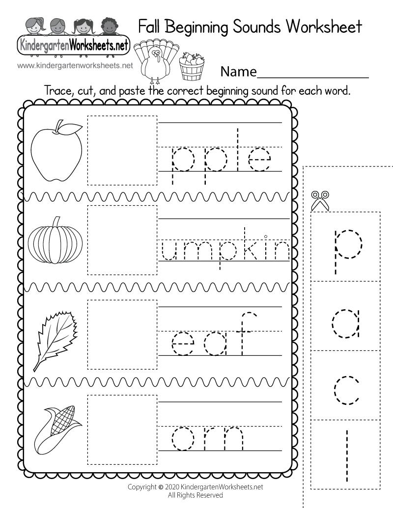 Fall Beginning Sounds Worksheet - Free Printable, Digital, &amp;amp; Pdf in FREE Printable Beginning Sounds Worksheets For Kindergarten