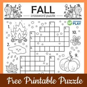 Fall Crossword Puzzle - Free Printable - Growing Play within FREE Printable Autumn Crossword Puzzle For Adults