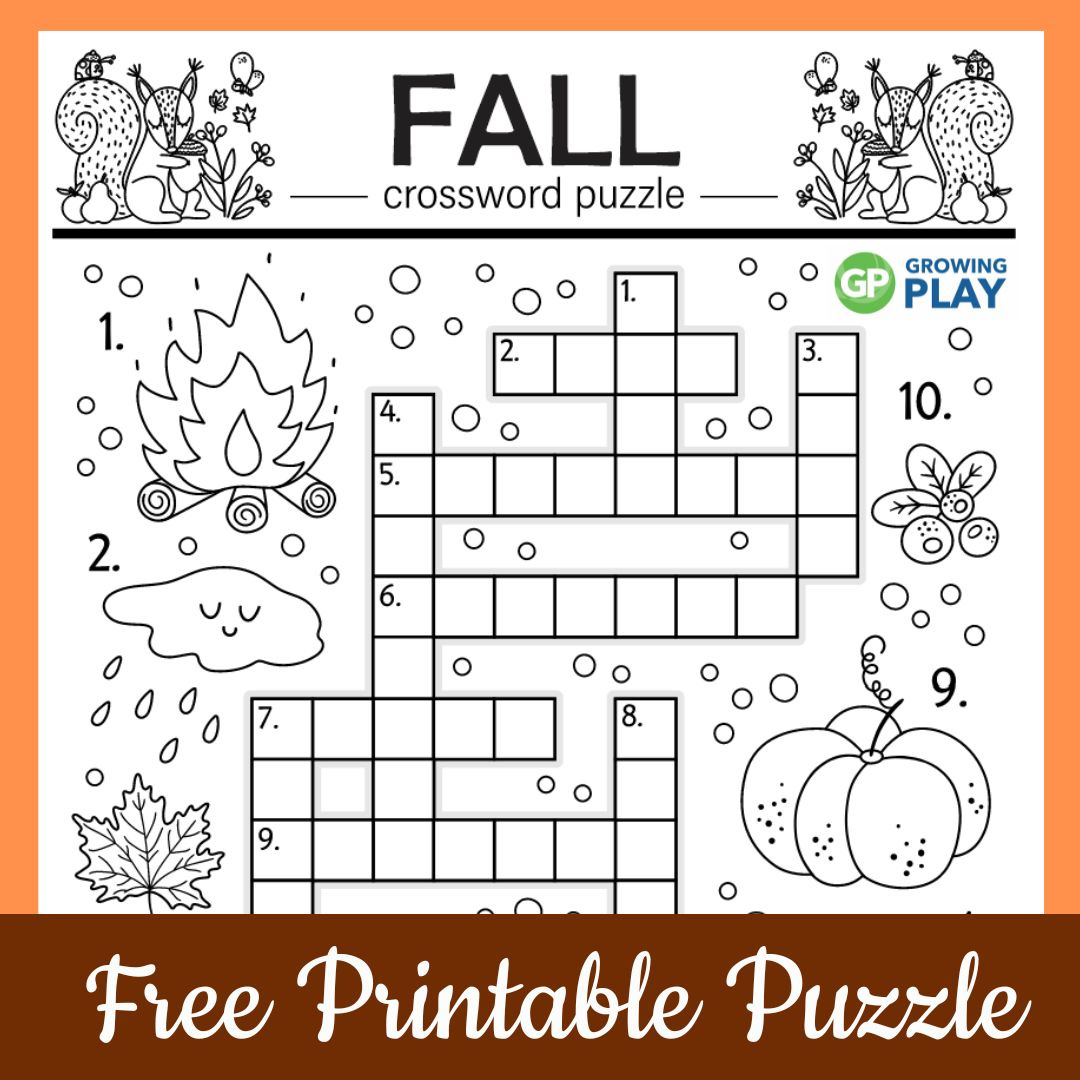 Fall Crossword Puzzle - Free Printable - Growing Play within FREE Printable Autumn Crossword Puzzle For Adults