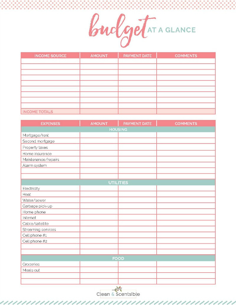 Family Binder Budgeting Printables - Clean And Scentsible pertaining to FREE Printable Budget Binder Worksheets