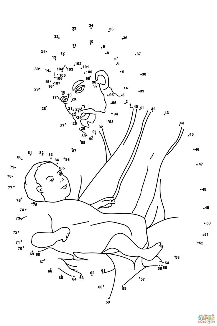 Father Joseph With A Baby Jesus Dot To Dot | Free Printable intended for Free Printable Bible Dot To Dot