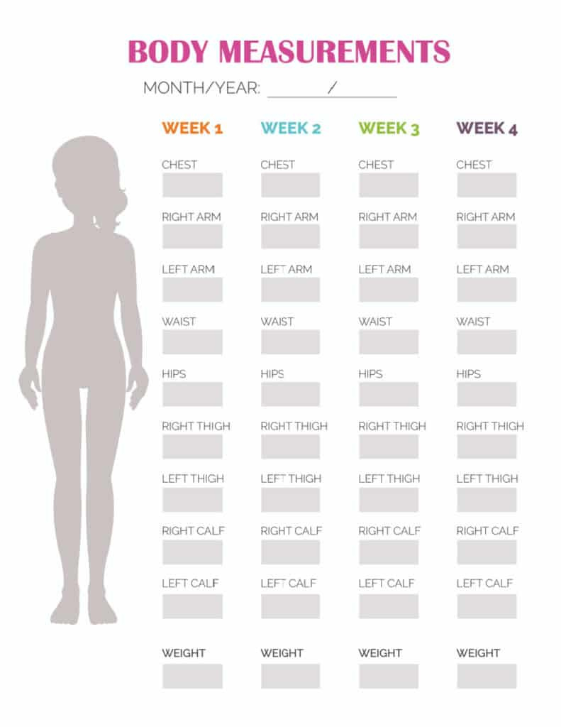 Female Printable Body Measurement Chart regarding FREE Printable Body Measurement Tracker