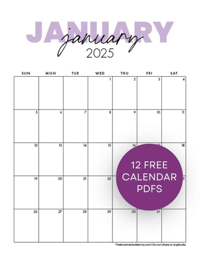 Free 2025 Monthly Calendar Template - January To December with regard to Free Printable Blank Calendar Template 2025