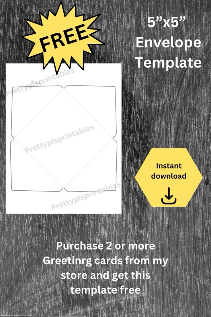 Free 5X5 Greeting Card Envelope Template Instant Download with FREE Printable Birthday Card Envelopes