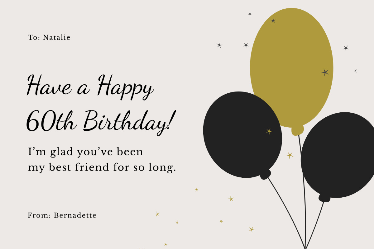 Free 60Th Birthday Card For Friend Template To Edit Online with Free Printable Birthday Cards For 60Th Birthday