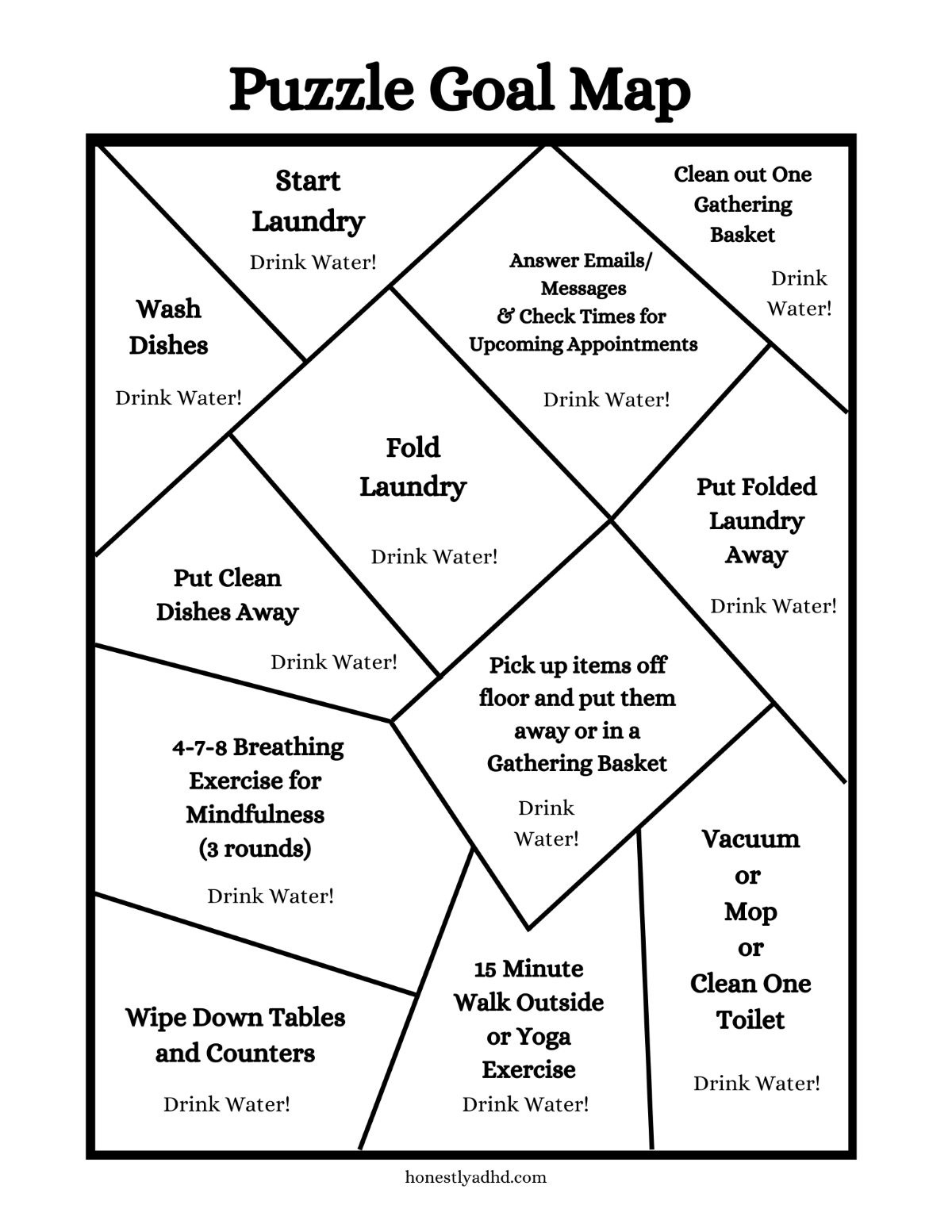Free Adhd Puzzle Map: Piece Together Your Goals - Honestly Adhd intended for FREE Printable Brain Teaser Puzzles For Adults