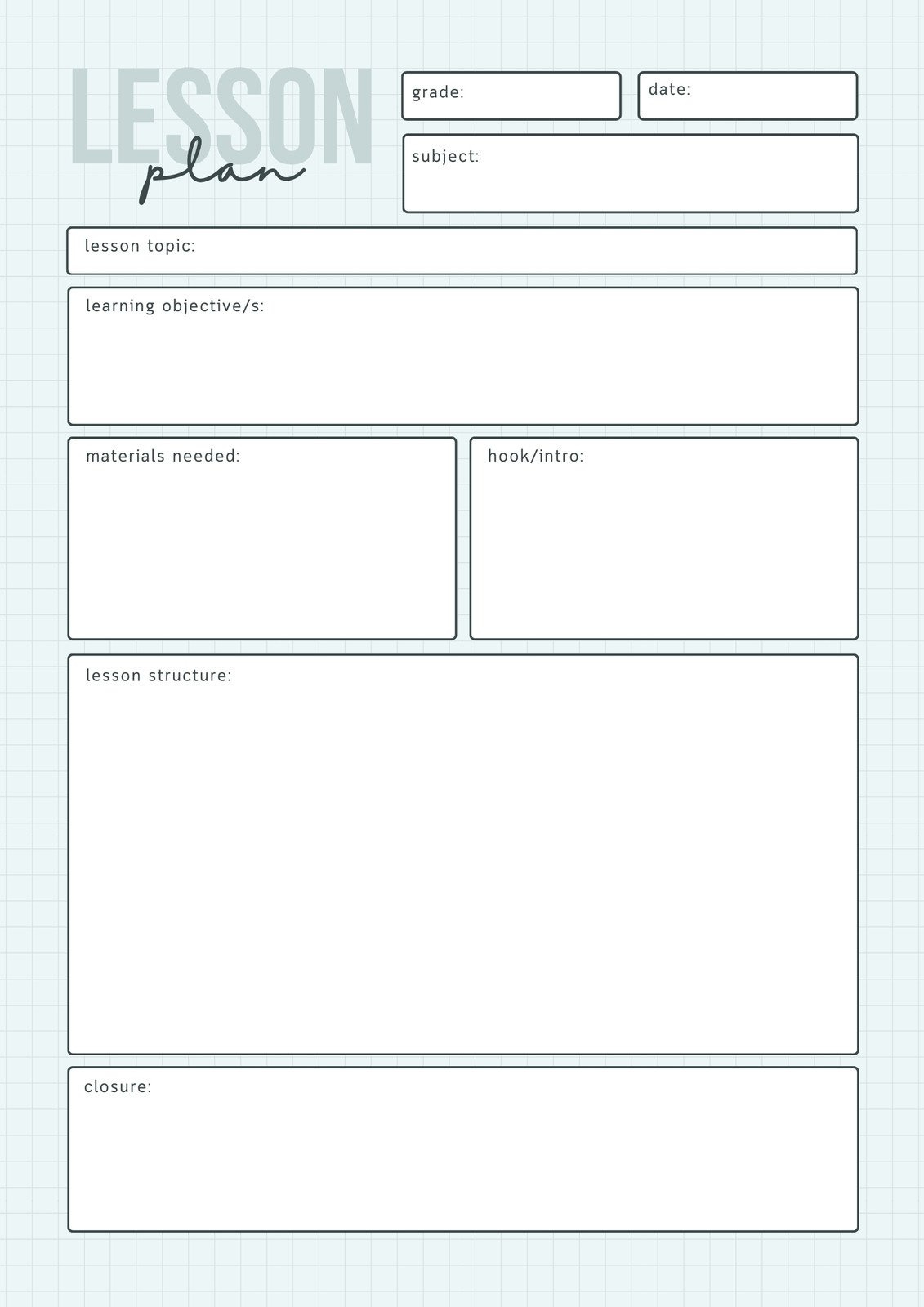 Free And Customizable Art Lesson Plan Templates | Canva within FREE Printable Art Lesson Plan Template