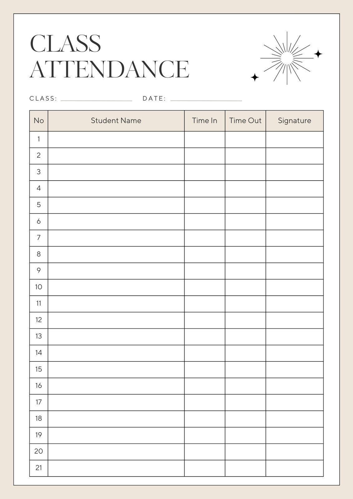 Free And Customizable Attendance Templates in FREE Printable Attendance Sheet Templates