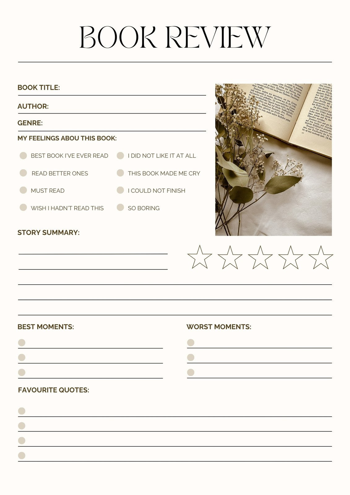 Free And Customizable Book Review Templates pertaining to Free Printable Book Review Template