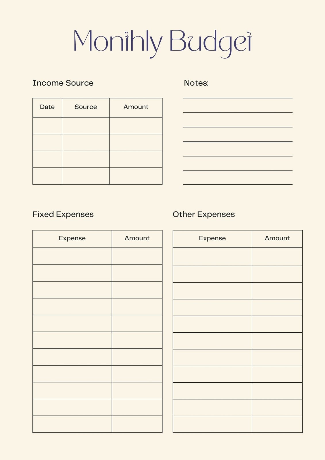 Free And Customizable Budget Templates regarding Free Printable Blank Monthly Budget Sheets