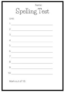 Free And Customizable Spelling Templates in FREE Printable Blank Spelling Test Sheets