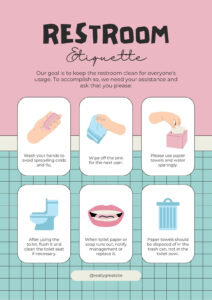 Free And Printable Bathroom Poster Templates | Canva pertaining to Free Printable Bathroom Etiquette Signs