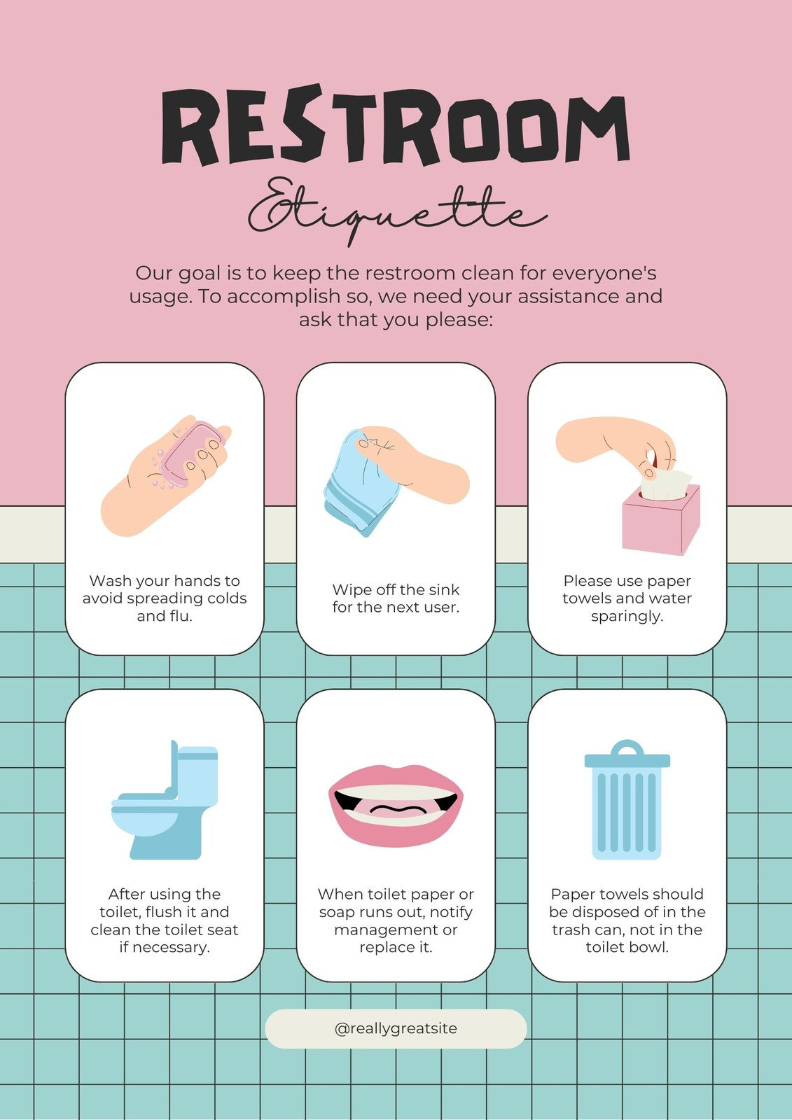 Free And Printable Bathroom Poster Templates | Canva pertaining to Free Printable Bathroom Etiquette Signs