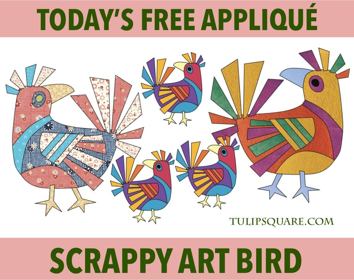 Free Appliqué Pattern - Scrappy Art Bird - Tulipsquare inside FREE Printable Bird Applique Patterns