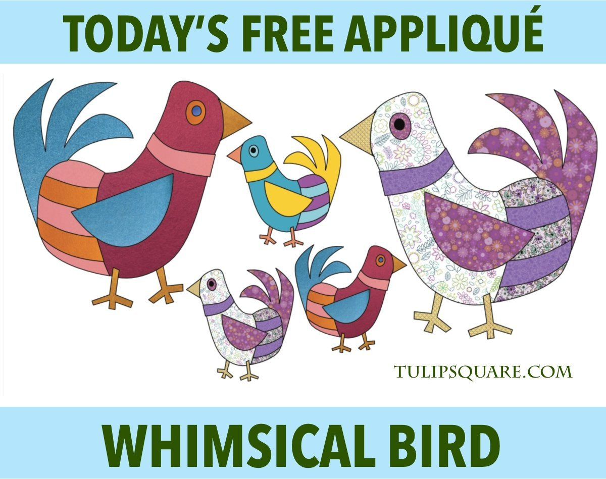 Free Appliqué Pattern - Whimsical Striped Bird - Tulipsquare throughout FREE Printable Bird Applique Patterns