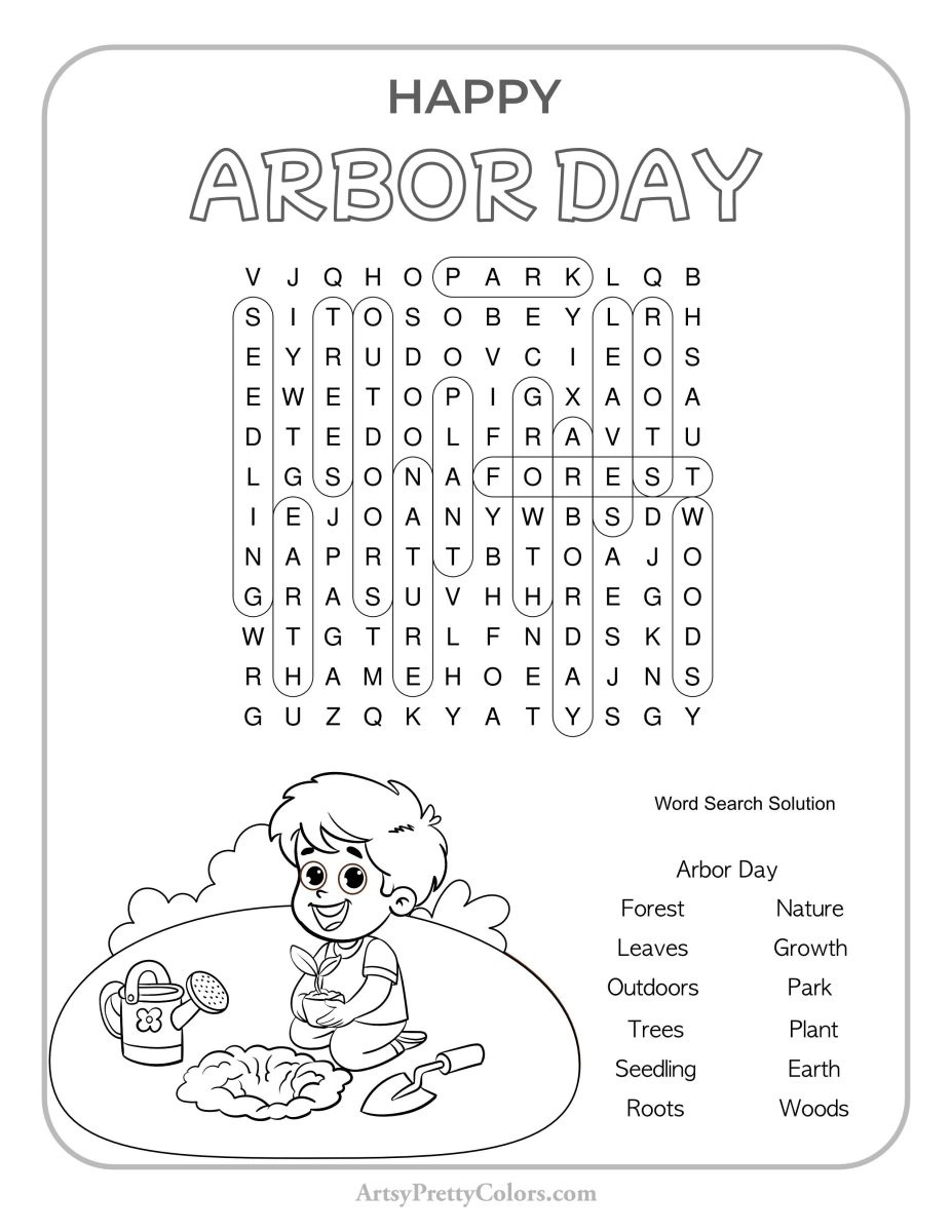 Free Arbor Day Word Search Printables –Celebrate Nature - Artsy with regard to FREE Printable Arbor Day Worksheets