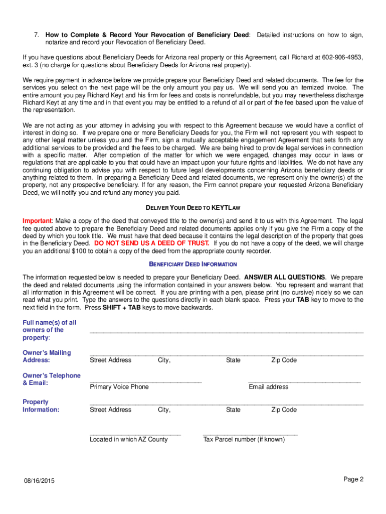 Free Arizona Beneficiary Deed Form: Fill Out &amp;amp; Sign Online | Dochub in FREE Printable Beneficiary Deed Arizona