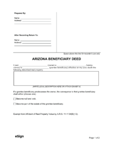 Free Arizona Beneficiary Deed Form | Pdf | Word within FREE Printable Beneficiary Deed Arizona