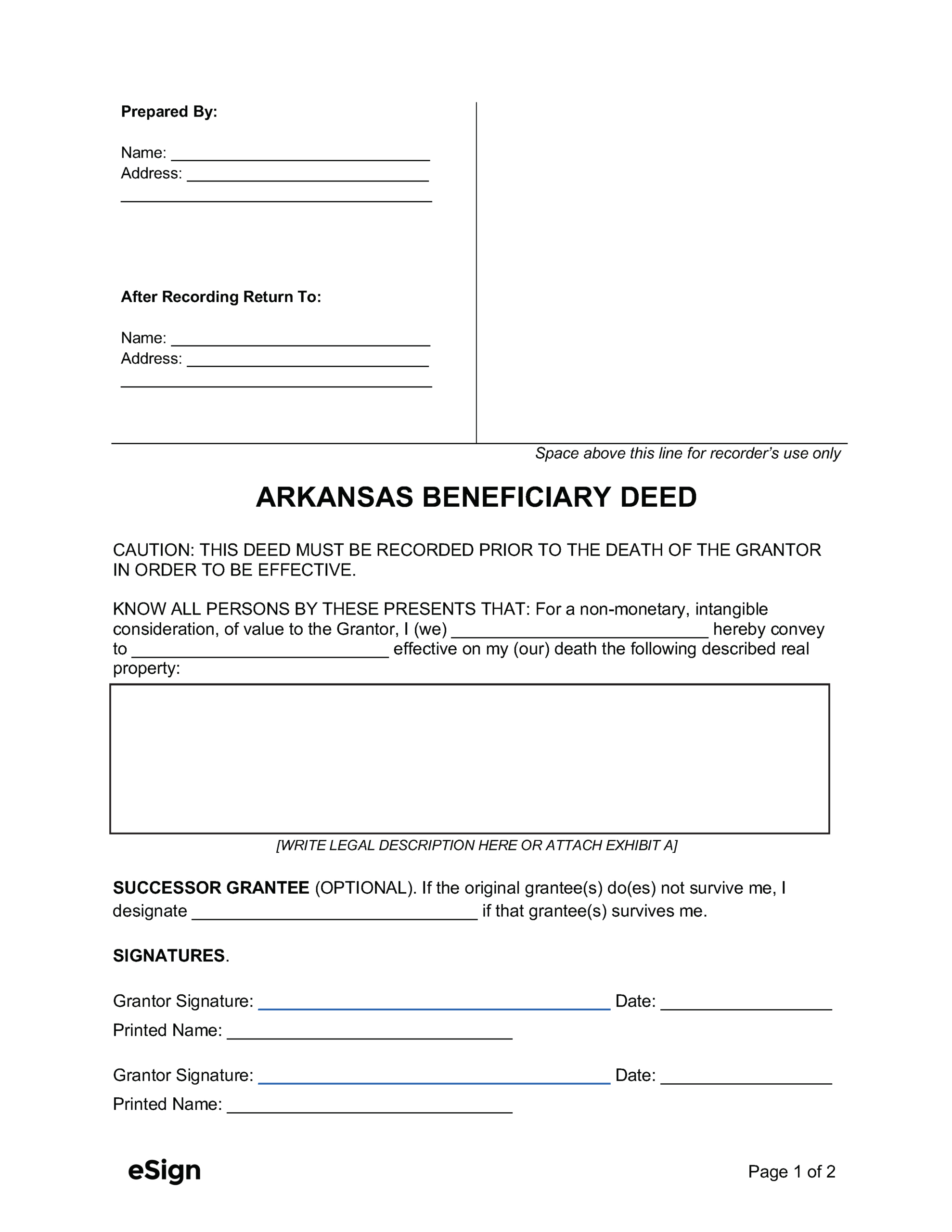 Free Arkansas Beneficiary Deed Form | Pdf | Word in FREE Printable Beneficiary Deed Arkansas