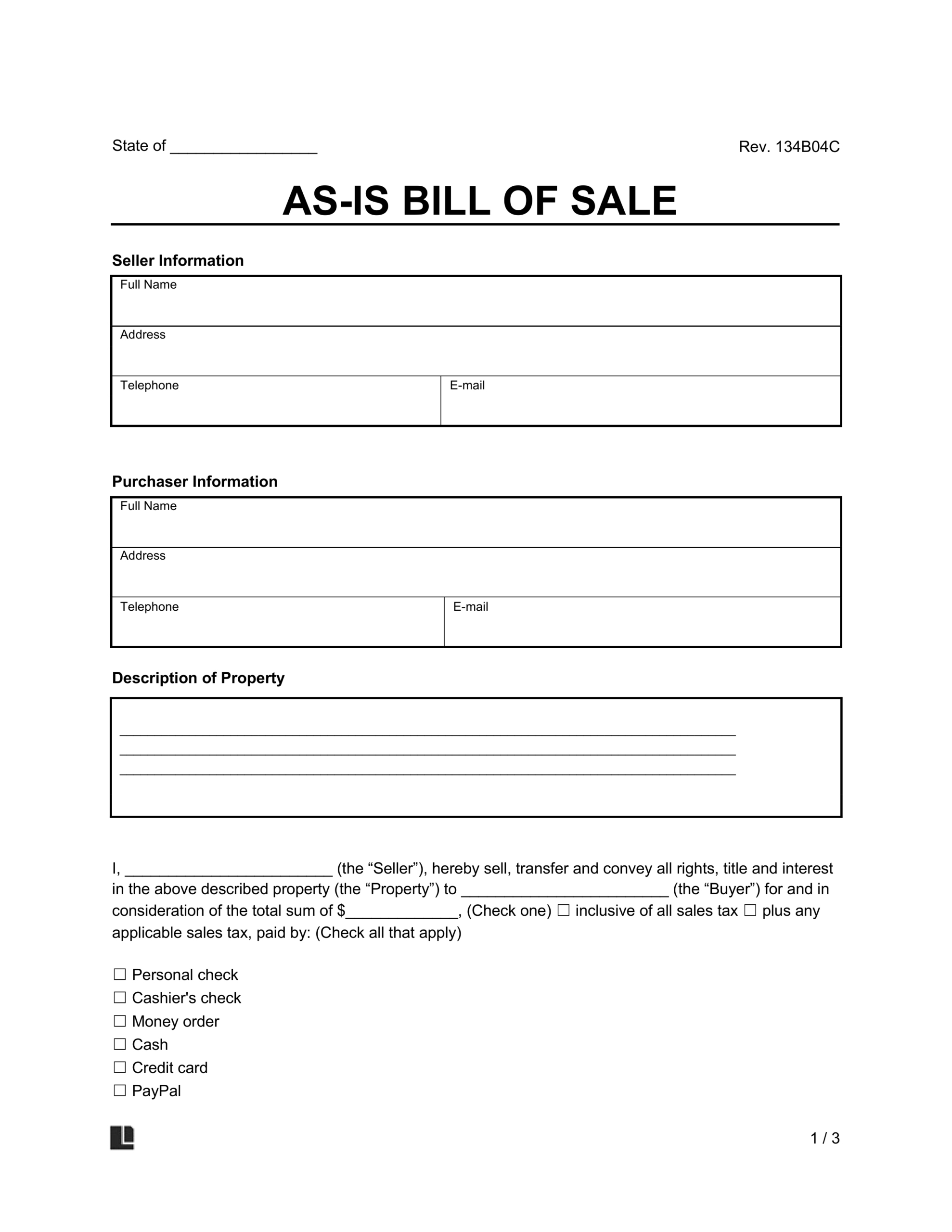 Free As-Is (No Warranty) Bill Of Sale Template | Pdf &amp;amp; Word in FREE Printable Bill of Sale As Is No Warranty