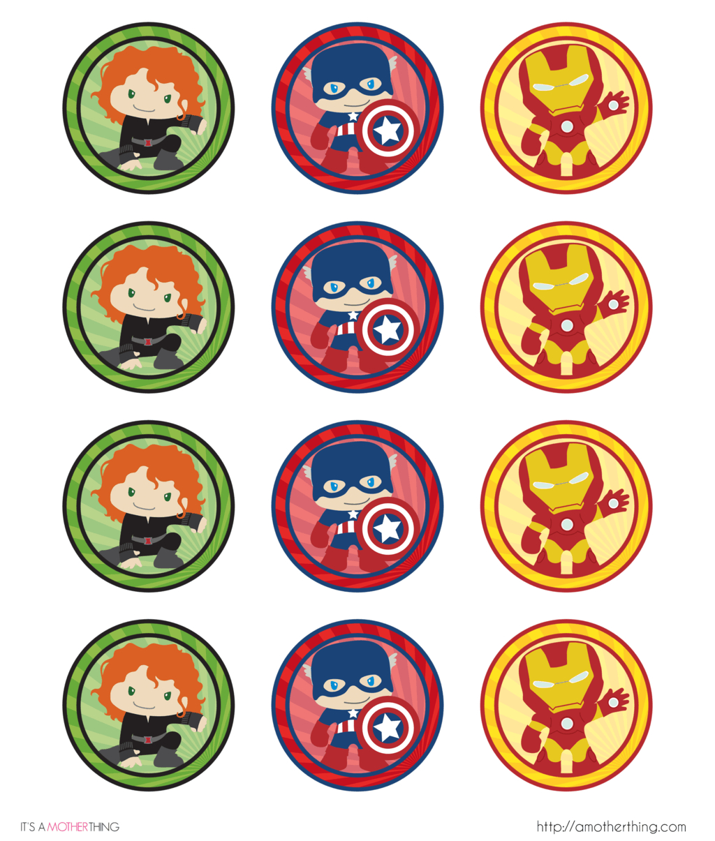 Free Avengers Super Hero Birthday Party Cupcake Topper Printables with regard to Free Printable Avengers Cupcake Toppers Printable