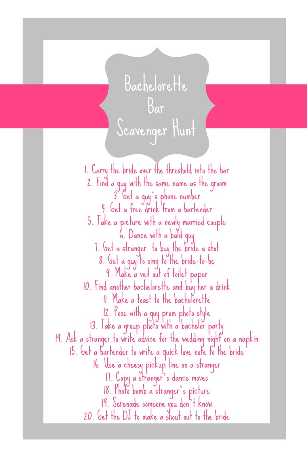 Free Bachelorette Scavenger Hunt Printable | The Inspired Hive within Free Printable Bachelorette Scavenger Hunt